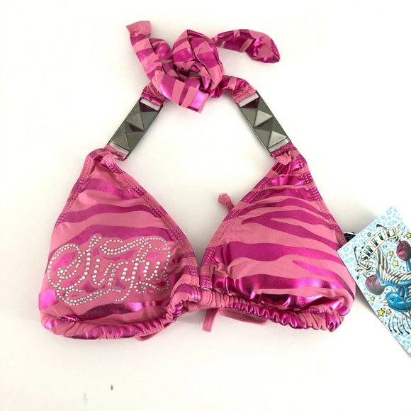 Sinful by Affliction Womens Bikini Top Zebra M